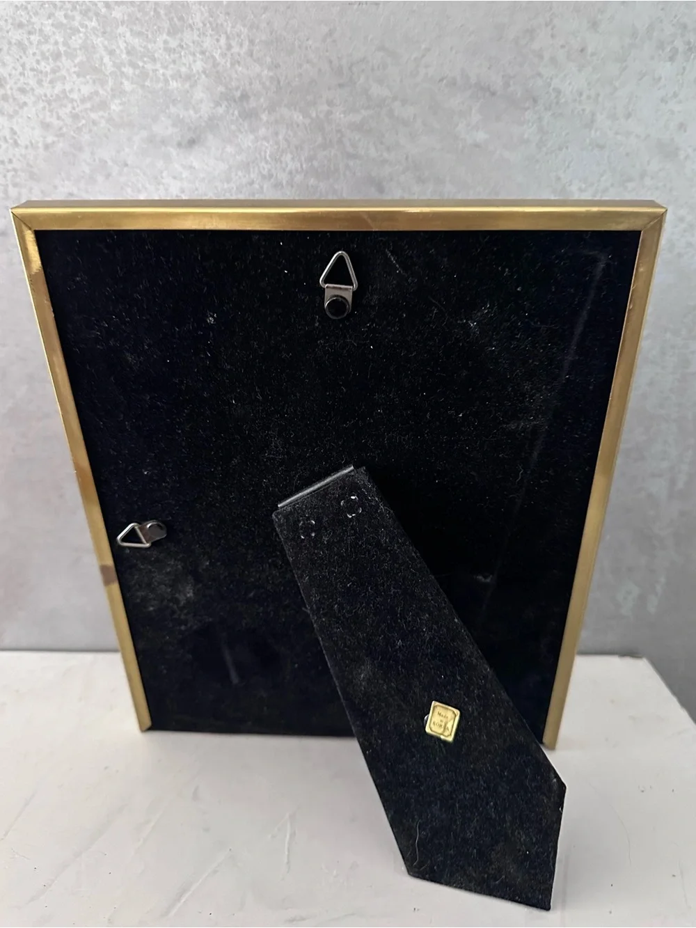 Vintage MCM Solid Brass Photo Frame Freestanding or Hanging Made in Korea 8x10 G